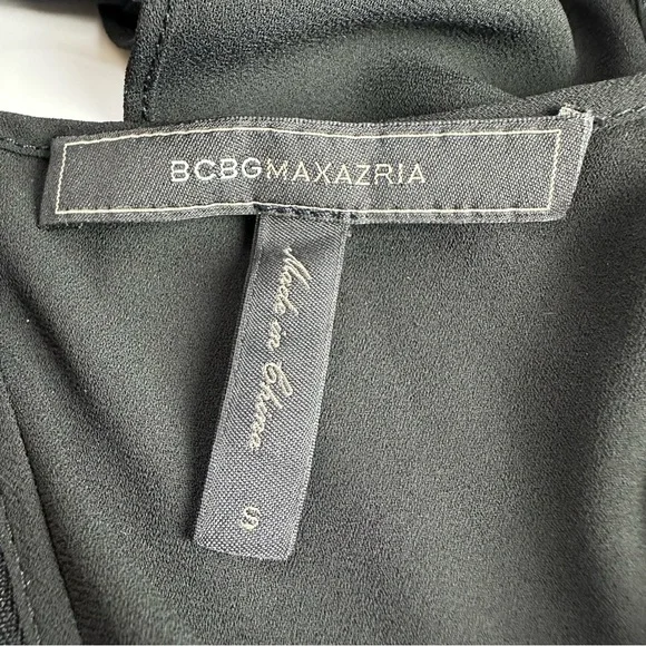 BCBG MaxAzria Faux Wrap Dress Women's Size Small Black Coquette Sexy LBD - Picture 9 of 10